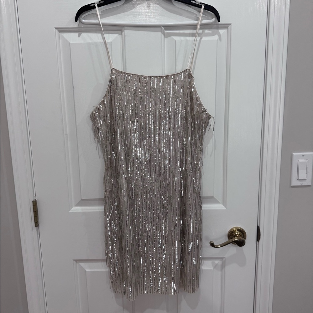 Trixxi Cream Sequin Dress